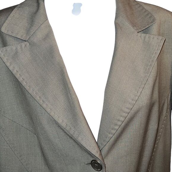 Calvin Klein Women's Collared Khaki Lux Buttoned Blazer Jacket Suit Size 14 - Picture 3 of 12